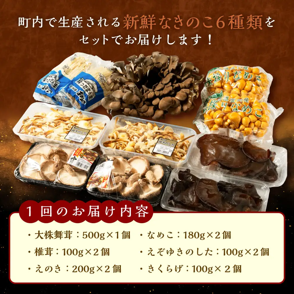 【 １２ヶ月定期便 】 【 大株まいたけ入り 】 きのこ詰合せ ( まいたけ、 椎茸、 えのき茸、 なめこ、 えぞゆきのした、 きくらげ ) ６種類セット 【 大 】 約1.8kg きのこ キノコ 茸 新鮮 詰め合わせ セット 食べ比べ 国産 北海道産 茸料理 定期 定期配送