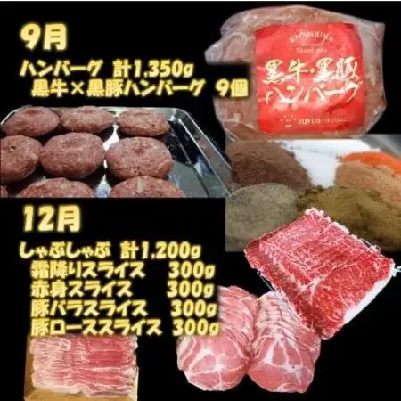 【発送月固定定期便】鹿児島黒毛和牛焼き肉、スライス、ハンバーグ全4回【配送不可地域：離島】【4088863】