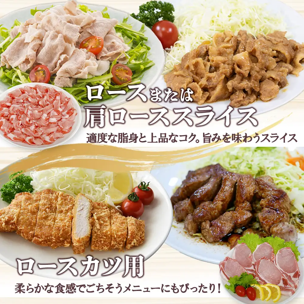 宮崎県産 豚肉 桜印ポーク5種セット (ロースまたは肩ローススライス / ロースまたはバラしゃぶしゃぶ / 切り落とし / ロースカツ / バラ焼肉) 合計3.2kg 小分け 冷凍 国産 送料無料 九州産 肉 お肉 豚 詰め合わせ