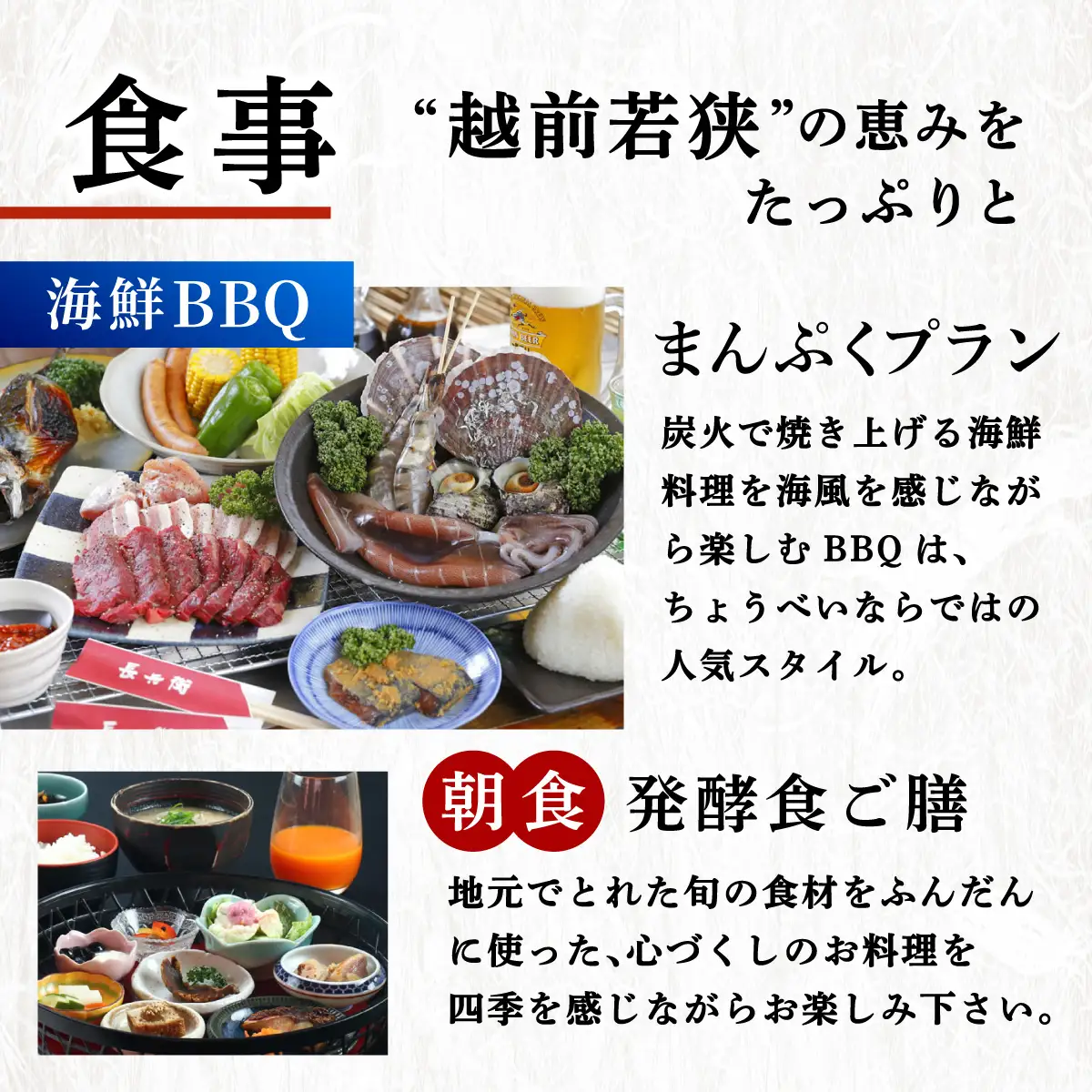 1泊2食付き 宿泊券 「炭火焼海鮮BBQ まんぷくプラン」2名様 敦賀さざなみリゾートちょうべい [005-a024]