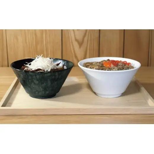 有田焼 反型 マルチボウル 黒サビ絞り マット＆スノー ペアセット 【三光堂商店】食器 器 うつわ ラーメン鉢 うどん鉢 丼鉢 麺鉢 ギフト 新生活 ペア A35-713