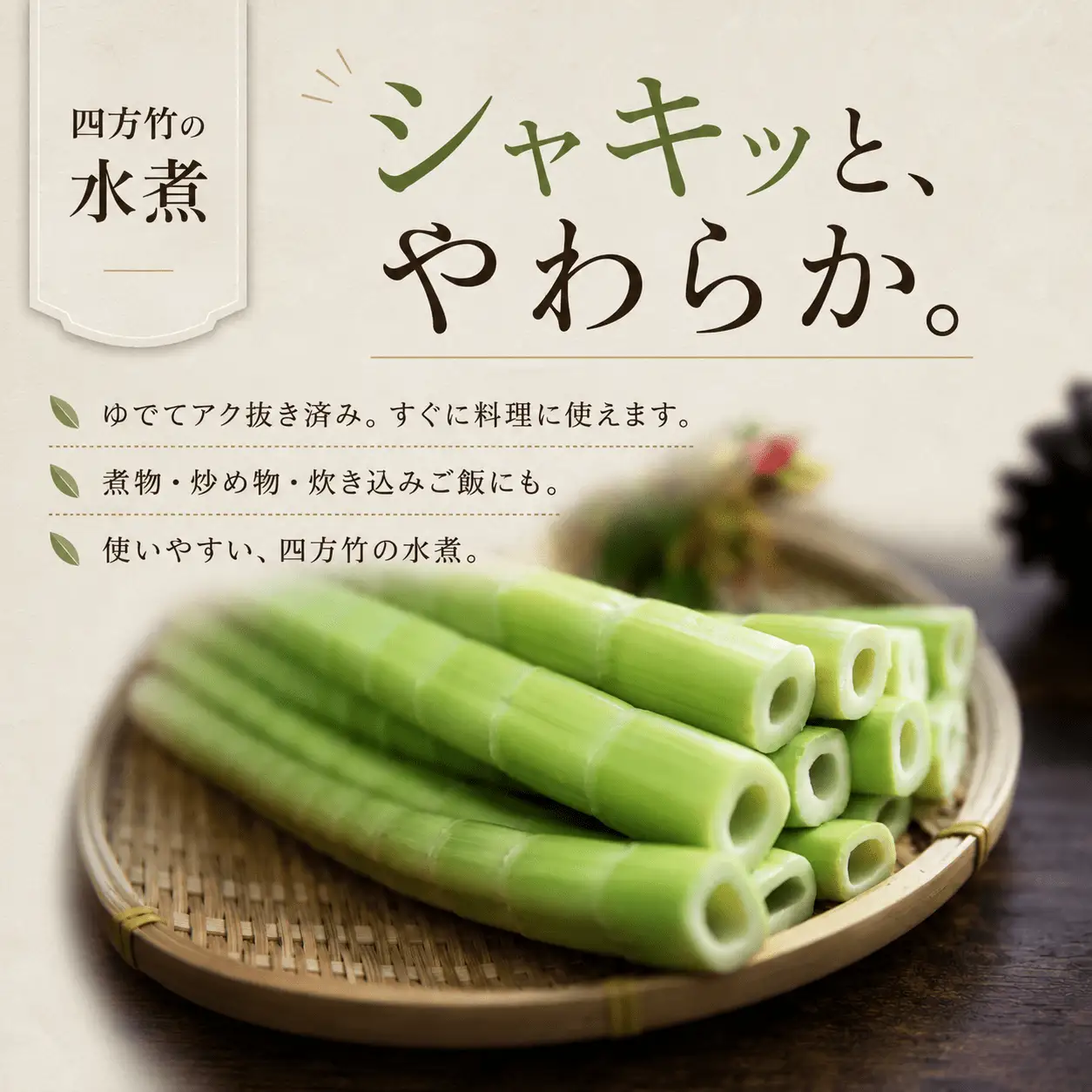 【9月まで 受付限定】 国産 四方竹 水煮 120g × 4袋 (2026年11月～発送) | シホウチク 筍 たけのこ 特産 珍味 希少 高知 南国市
