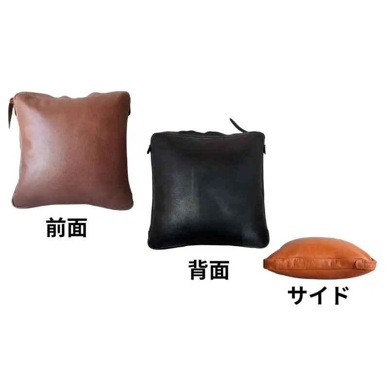 エイジングを楽しむ上質レザークッション【ブラック】 博多革工房 Japlish ジャプリッシュ
