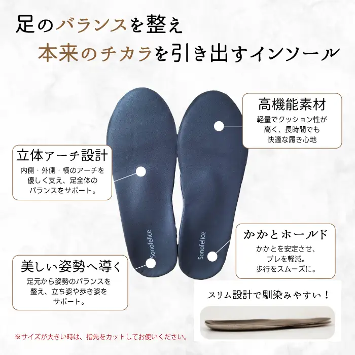 スニーカー用インソール（L）スニーカー 靴 中敷き 土踏まず 外反母趾 偏平足 腰痛 膝痛 O脚 浮指 ウオノメ 男女兼用 広島県三原市 135008