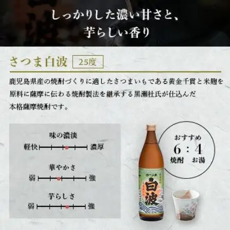 【毎月定期便】【さつま白波】25度【900ml】×4パック セット　SB375C3全2回【配送不可地域：離島】【4086827】