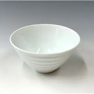 有田焼 白磁線彫碗 お茶碗【中仙窯・中尾純作】作家 作家もの 中尾純 お茶碗 おちゃわん 白磁 伝統工芸 器 うつわ 皿 A20-669