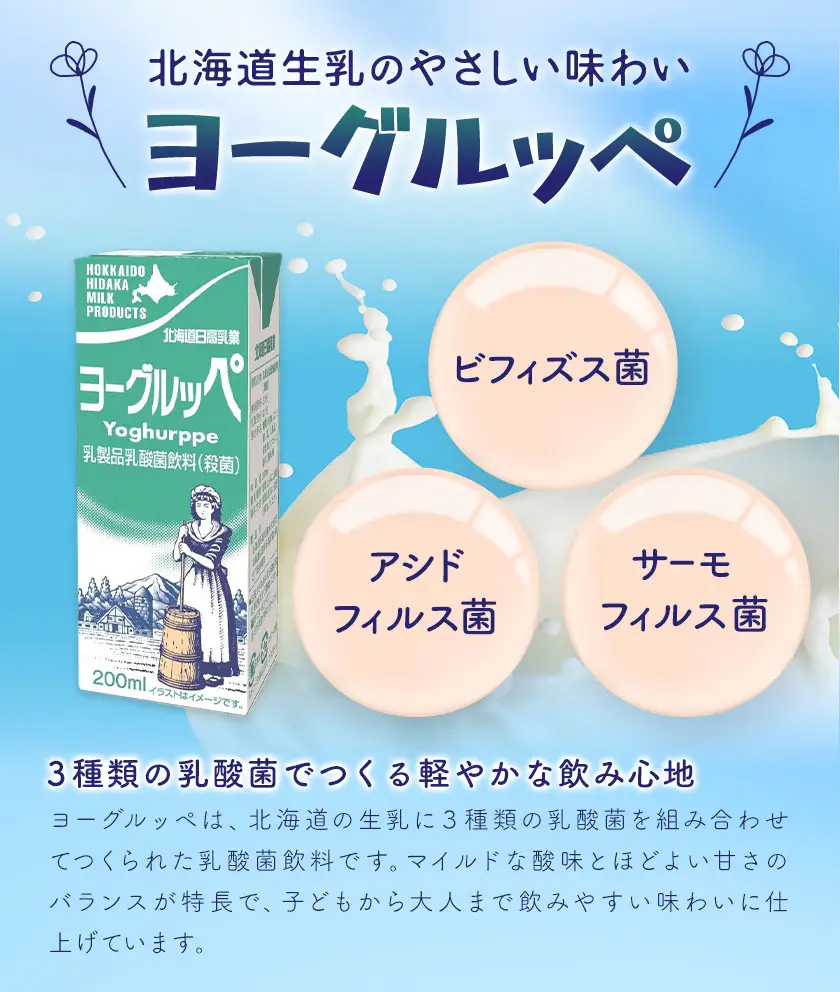 乳飲料 日高乳業 ヨーグルッペ 200ml×24本