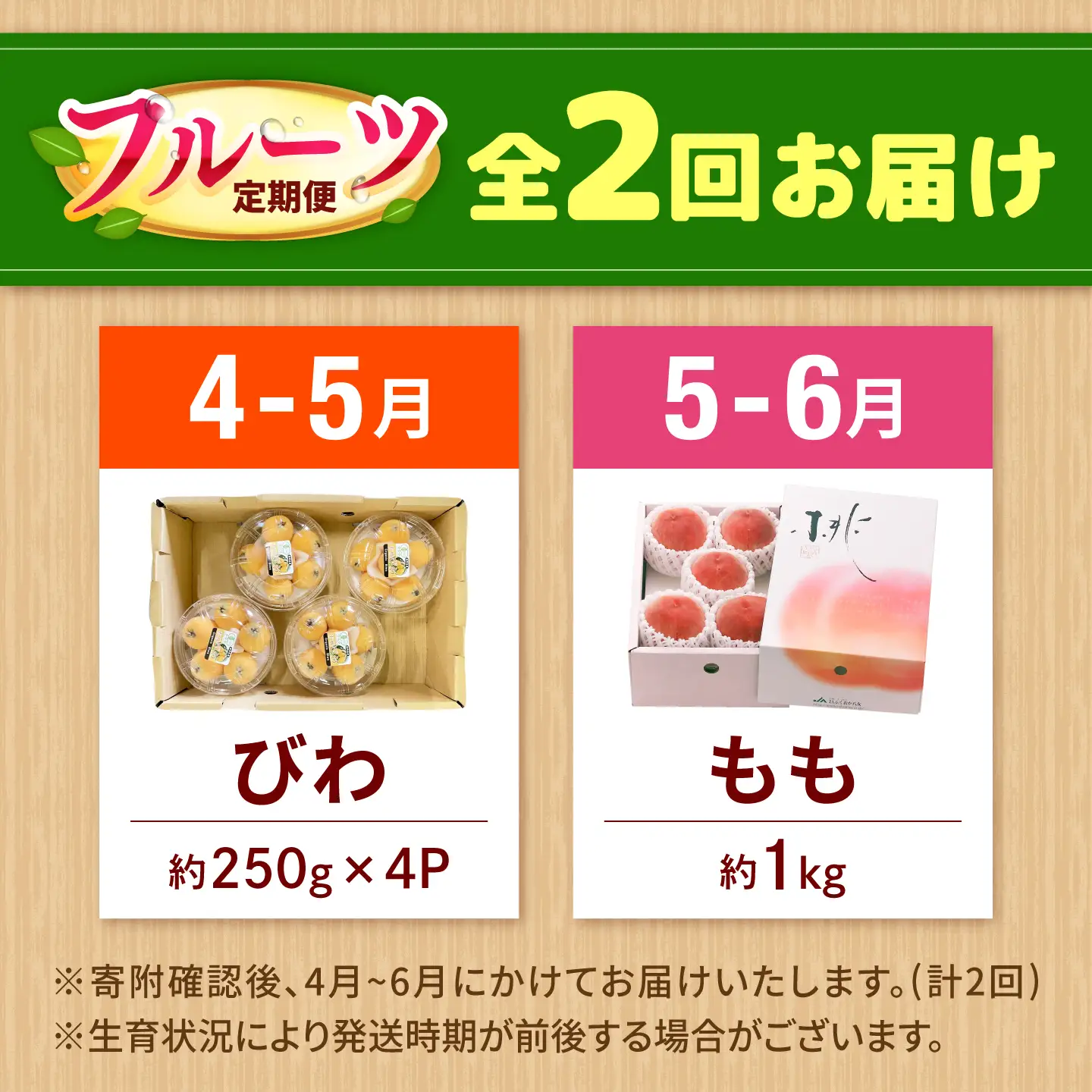 【2回定期便】フルーツ定期便（びわ/桃） 広川町 / JAふくおか八女農産物直売所どろや[AFAB120]