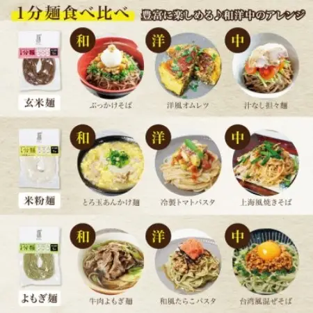 【毎月定期便】グルテンフリー1分麺 3種食べ比べセット各2食(玄米麺・米粉麺・よもぎ麺)無添加全6回【4086111】