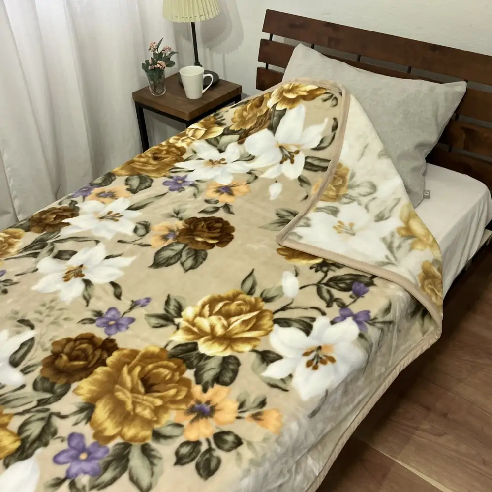 C.R.P加工毛布 マイヤー毛布 【ダブル】 ベージュ 1枚 (ニューマイヤー毛布) 11755W | 温泉毛布 防寒 寒さ対策 節電対策 快眠 洗濯可能