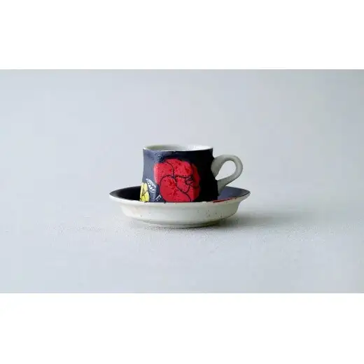 有田焼 赤バラ コーヒーカップ＆ソーサー【大慶】食器 コーヒー カップ＆ソーサー 器 うつわ 手描き 手仕事 ギフト プレゼント A30-857