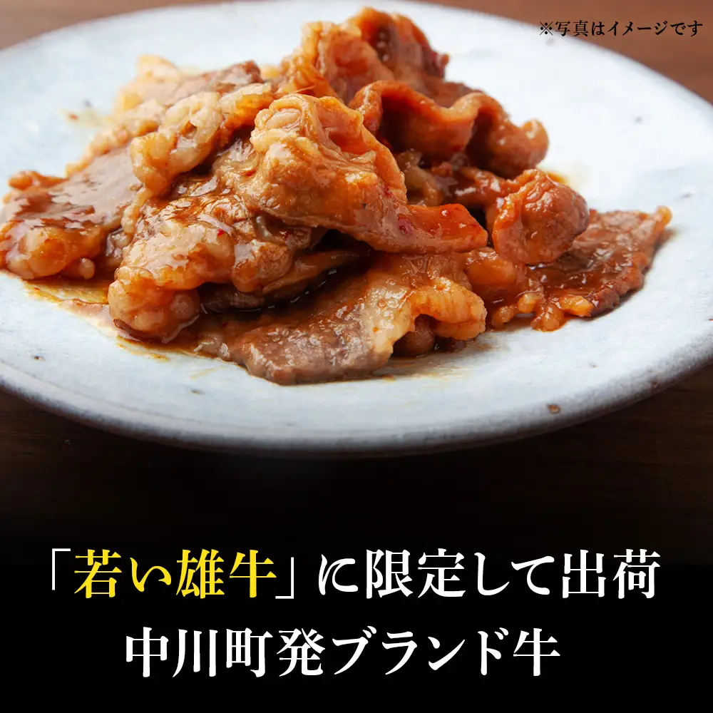 【北海道】中川町産ナカガワ牛　味付きカルビ500g （焼肉用）