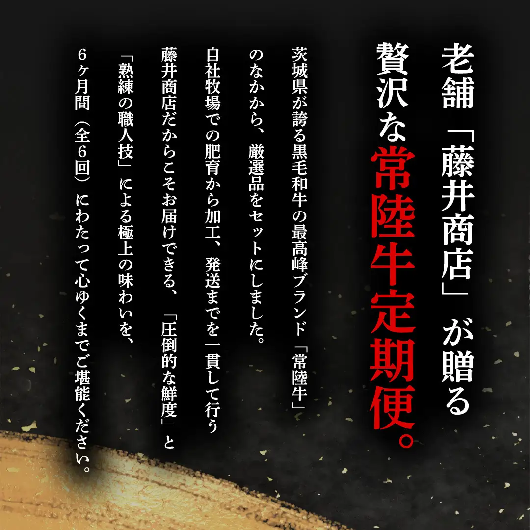 《 4月発送開始 》 定期便 全6回 常陸牛 厳選部位 食べ比べ ( 霜降りスライス 800g / 切り落とし 1kg / 赤身スライス 900g / ハンバーグ/ 赤身焼肉用 500g / イチボ 500g ) [CD138sa]