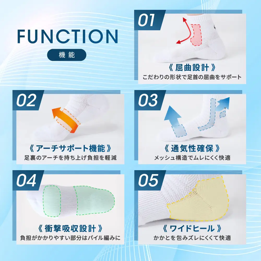 【ファイテン】スポーツソックス 丸つま先 ロング (2足組) ホワイト＜22～24cm＞｜京都 人気ブランド ソックス
