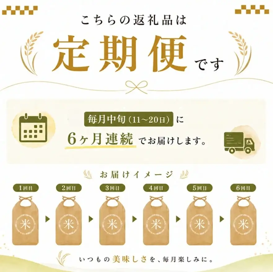 SG0155　10月中旬配送／【6回定期便】令和8年産 ［精米］特別栽培米 つや姫　5kg×6回(計30kg) 農家直送 HO