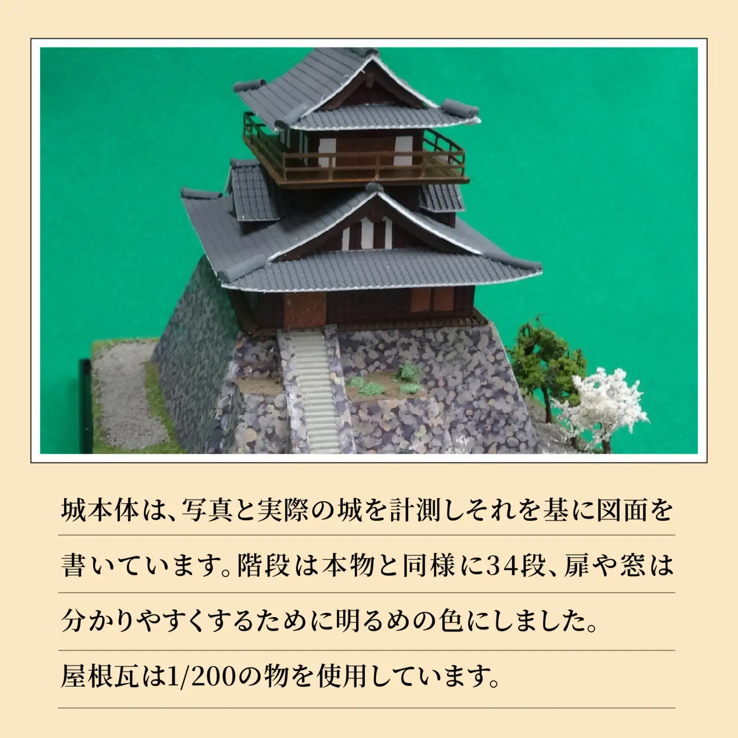 北陸最古の城　丸岡城.桜バージョン　ジオラマ