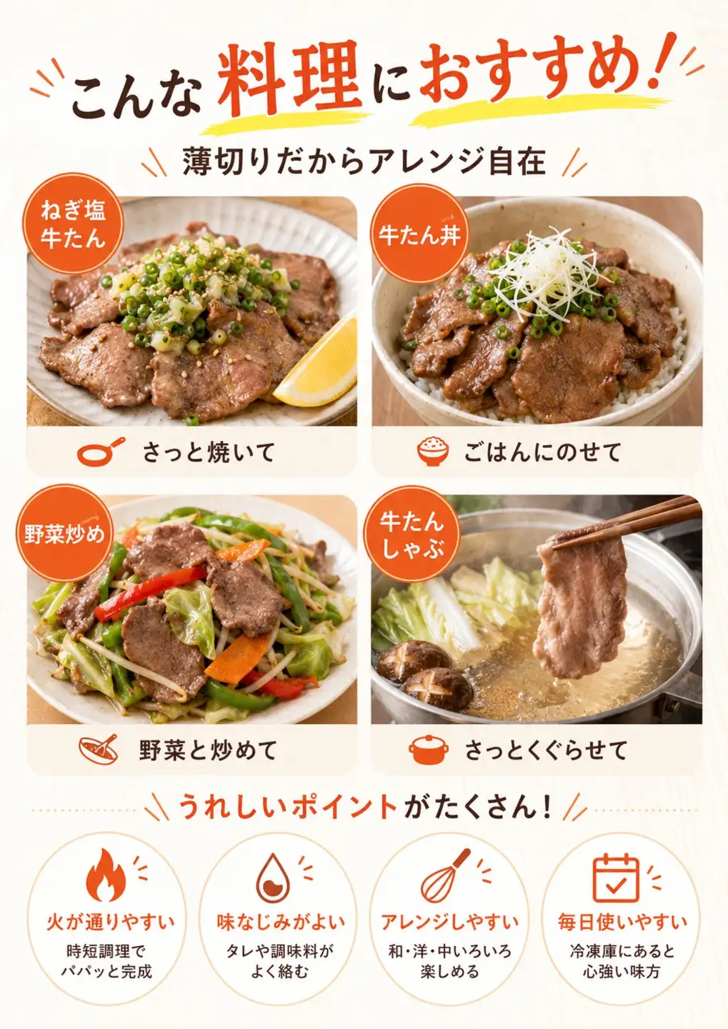 牛タン 薄切り牛タン 500g（250g×2P）【sari011】
