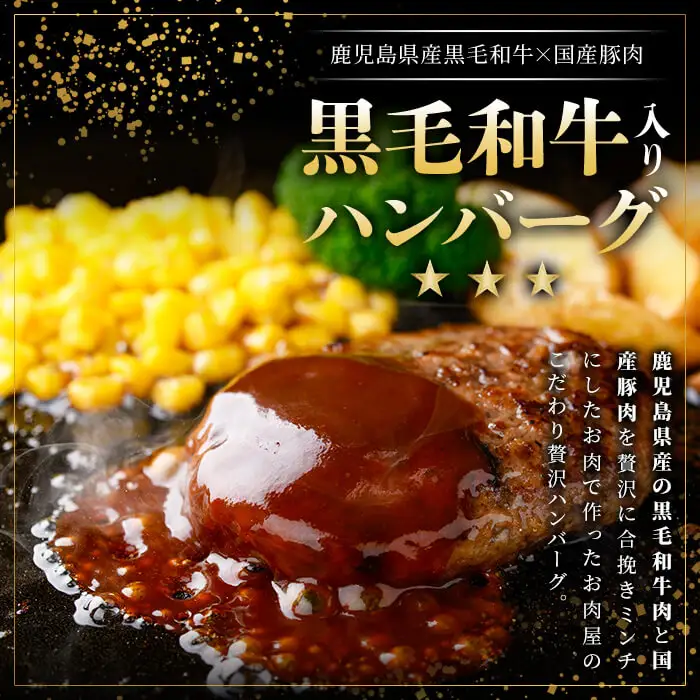 鹿児島県産 黒毛和牛を使った肉屋の贅沢合挽き生ハンバーグ 10個(計1.1kg以上) 肉加工品 ハンバーグ あいびきハンバーグ 合い挽き 110g おかず 惣菜 お弁当 煮込み 冷凍 国産 鹿児島産 a0-412