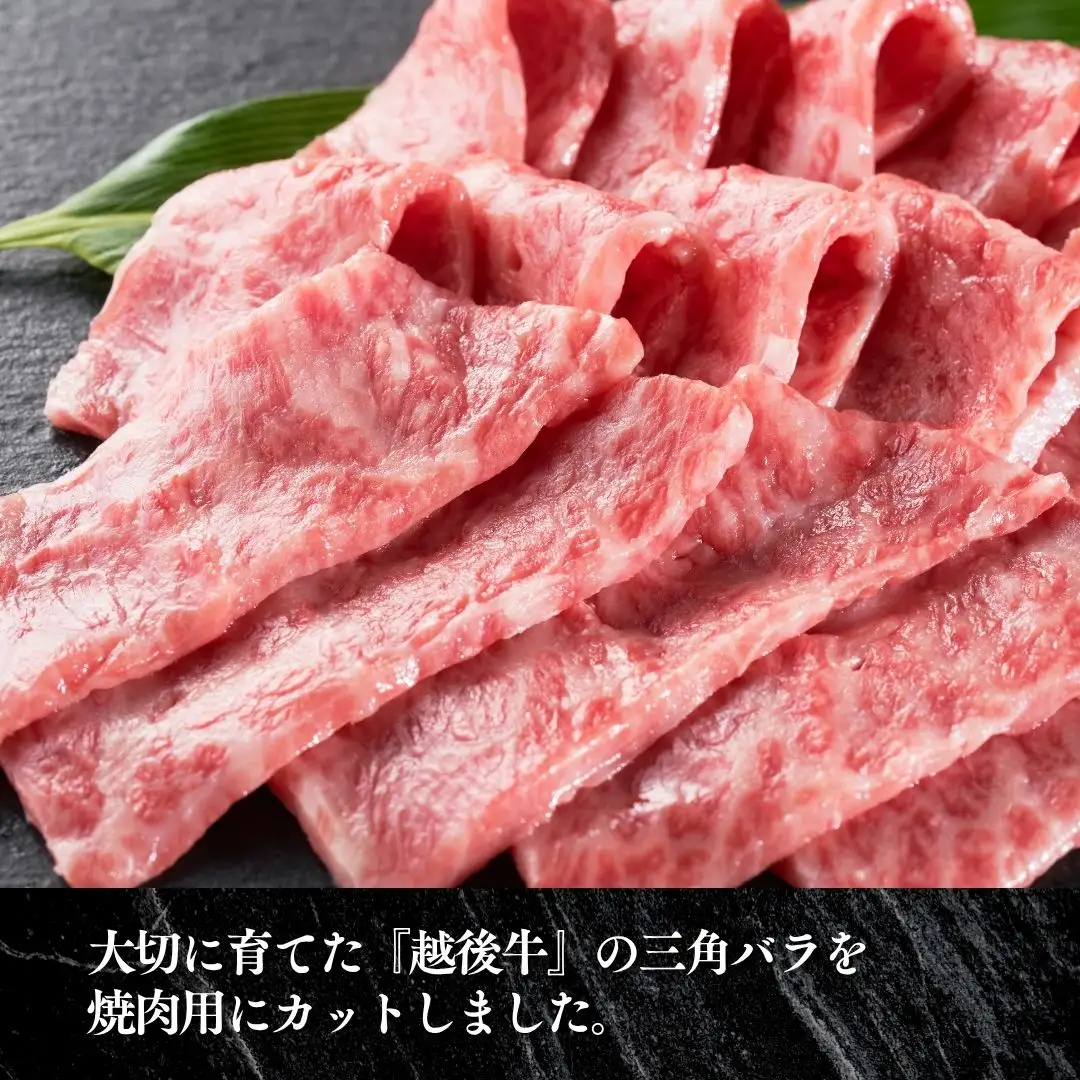 越後牛 三角バラ焼肉 600g (300グラム×2パック) 三国 | 冷凍 焼き肉 新潟県 小千谷市