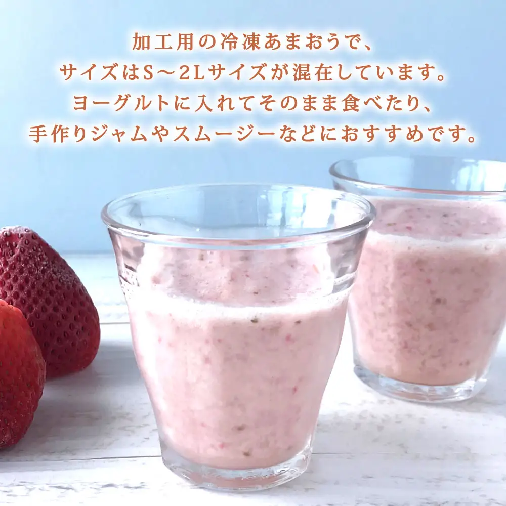 [ 定期1ヶ月毎3回 ] やまや 【 濃厚な味わい！ 】 冷凍いちご 博多あまおう 約2kg （ 1kg × 2袋 ） いちご 苺 イチゴ くだもの 果物 フルーツ あまおう 冷凍 冷凍苺 冷凍イチゴ 国産 福岡県産 ジャム スムージー ヨーグルト 果実 果肉 定期 定期配送