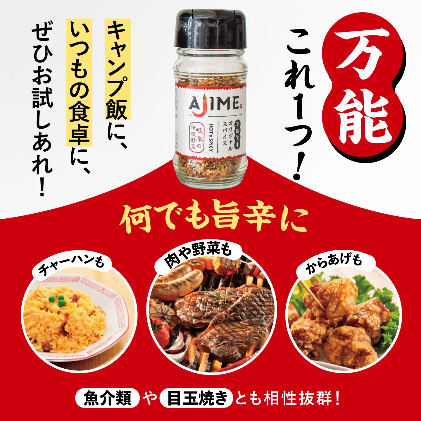 LGASIA (ルガシア) オリジナルスパイスAJIME 50g×3本 / アウトドア キャンプ スパイス 調味料 / 恵那市 / ＭＡＣ[AUDM005]