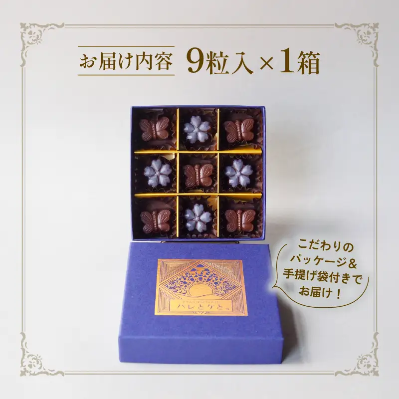 ラベンダー香るローチョコレートギフト 9粒入り フレーバー2種 ご褒美  贈り物 プレゼント バレンタイン ローチョコレート ビーガン ヴィーガン 母の日 ラベンダー ミルク スイーツ お菓子 洋菓子 おすすめギフトBOX 彦根 滋賀 