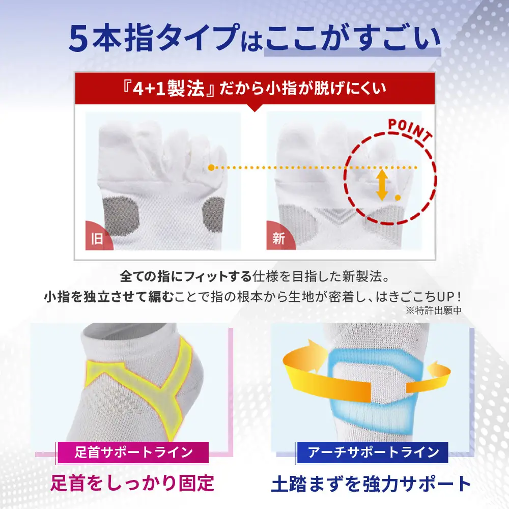 【ファイテン】足王(ソッキング)5本指 メンズ ブラック/グレー＜27～29cm＞｜京都 人気ブランド ソックス