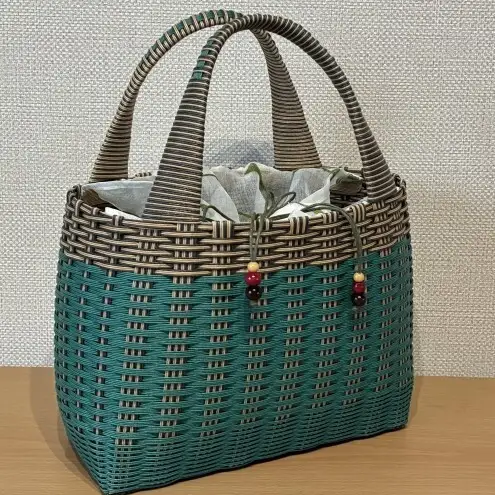 【選べるカラー】かご クラフトカゴバック丸型 ブラウン