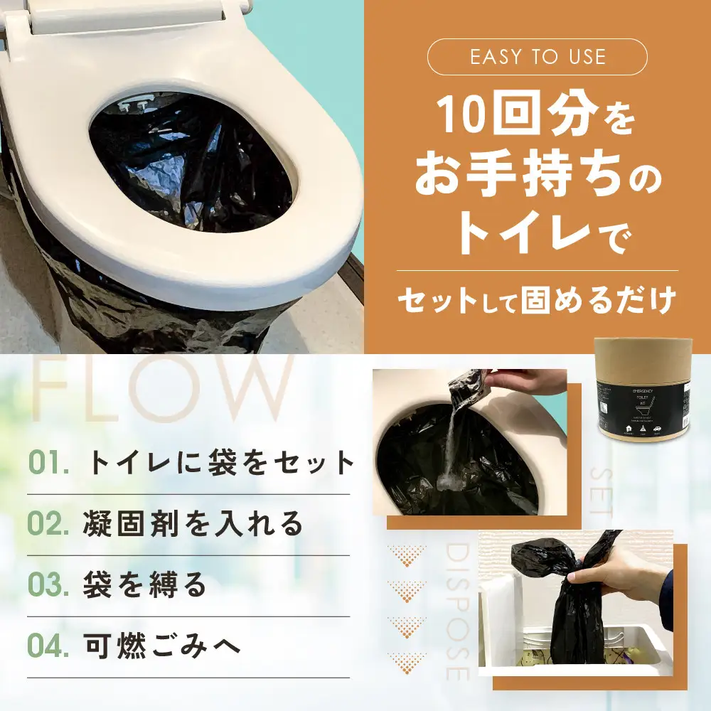 緊急用トイレキット10個入×3個セット｜京都 防災グッズ 携帯トイレ