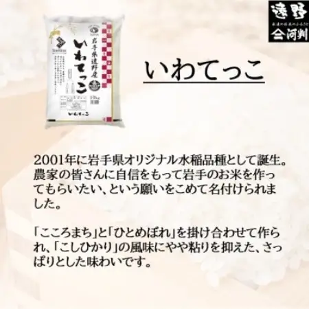 【毎月定期便】岩手県 遠野産 いわてっこ 精米 5kg 河判全12回【4089950】