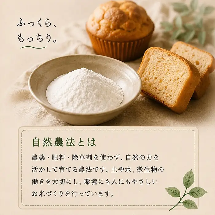 ミズホチカラ米粉 1kg 農薬・肥料不使用 自然農法 リトリートかるむ
