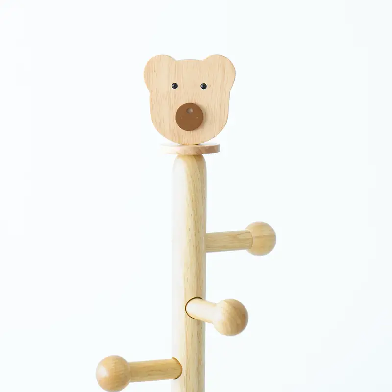 キッズハンガー 子供用 ポールハンガー 天然木 くま 高さ93.5cm 家具 インテリア 子供部屋 洋服掛け 衣類収納 帽子掛け 子ども こども お片付け 木製 ナチュラル 低め 省スペース かわいい おしゃれ 北欧 組立品 兵庫県 姫路市