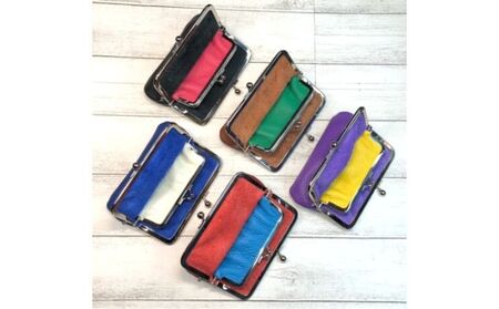 イタリア本革（牛革）の親子がま口小物入れ（小） ファッション小物 雑貨 シュリンクレザー 小銭入れ カード収納 アクセサリーポーチ 革製品 革小物  ワイン_7325