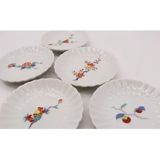 有田焼 赤絵花型小皿 5柄 セット【深海三龍堂】和食器 豆皿 うつわ 和皿 醤油皿 薬味皿 小さい かわいい 手のひらサイズ 伝統工芸 ay111