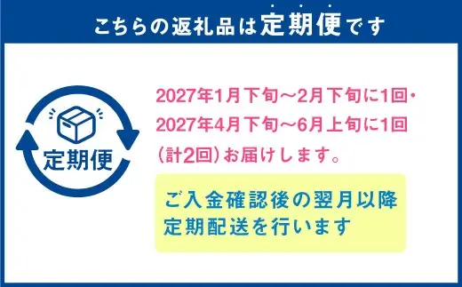 【年2回定期便】『まるで果物の王様！贅沢メロン』 2玉セット×2回 合計4玉  2色楽しめる特別な定期便 【2027年1月下旬発送開始】熊本県産 フルーツ くだもの 果物 メロン 果実 果肉 おやつ 国産