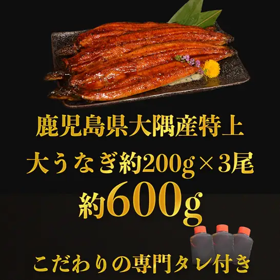 特上うなぎ 約600g (約200g×3尾) 