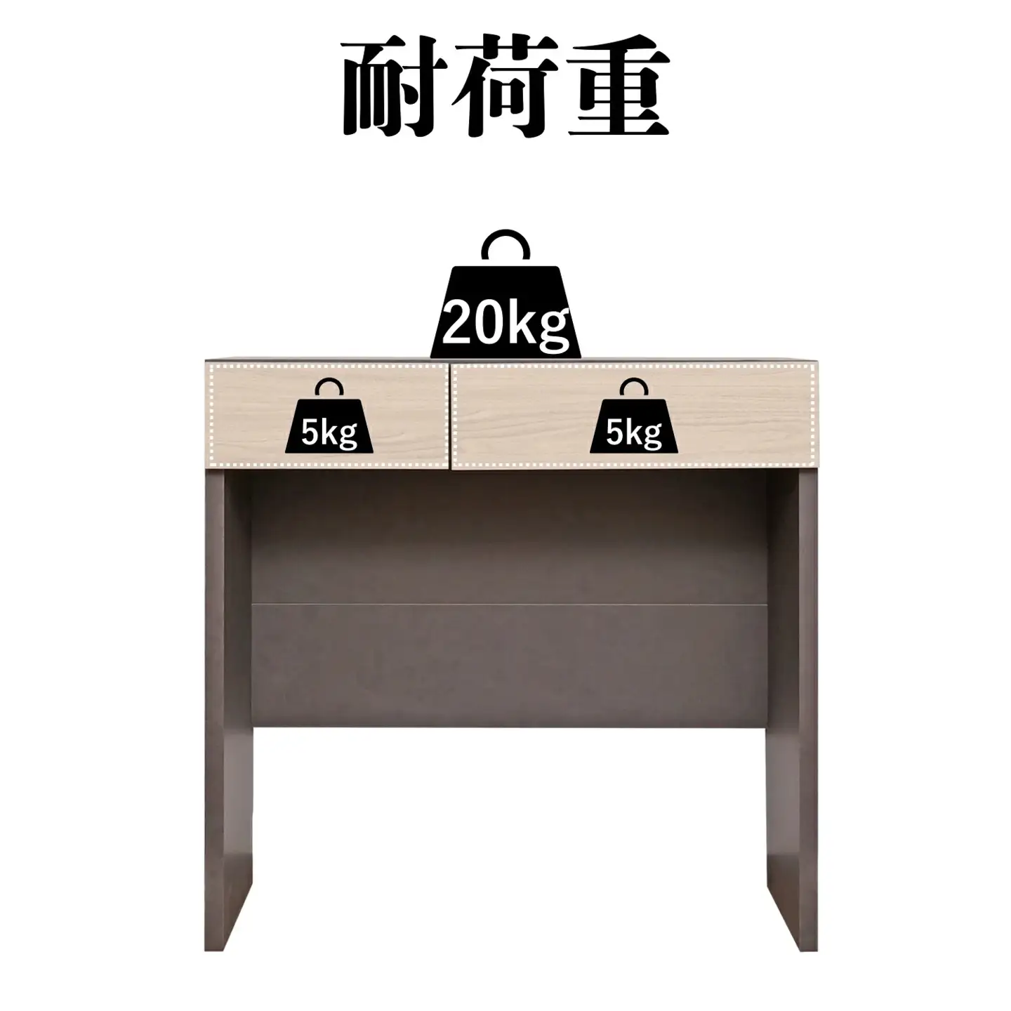 幅75cm ホテルライクな引出付きデスク ZE-750d グレージュ 収納 デスク 収納家具[E-18808_01]