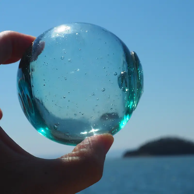 ガラス玉 2個 【ひらない暮らし北限椿舎】浮き球 浮き玉ガラス