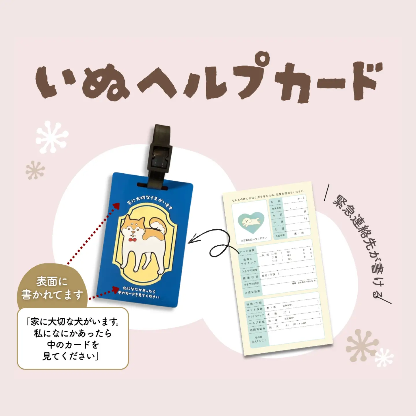 ヘルプカード （いぬ）【カラー：パステルグリーン】 ヘルプタグ ペットタグ ペット タグ 岐阜市 / nancoco[ANKK003]