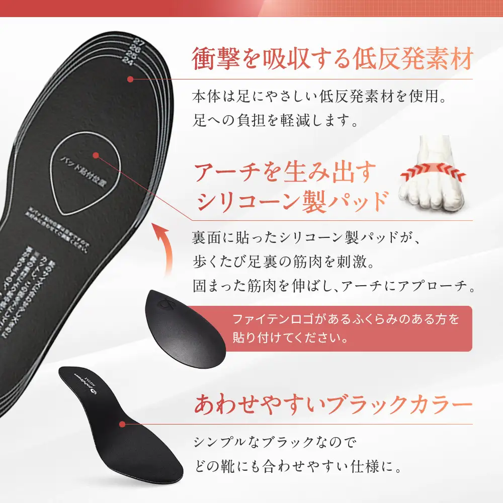 ファイテン インソール 中足骨サポート メタックス ブラック 24.0～28.0cm 靴中敷き 靴