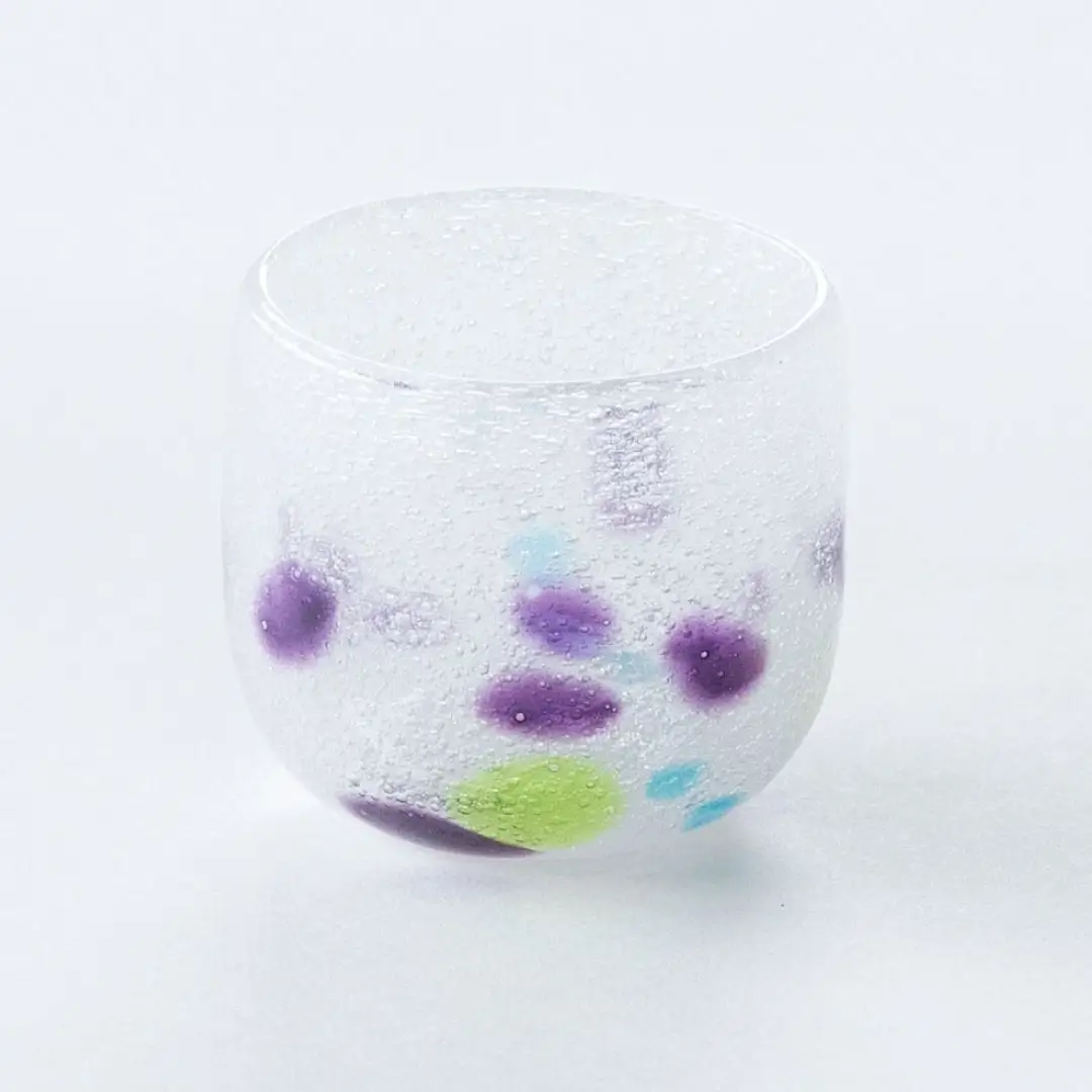 ぐい呑み 手づくり 泡雪ぐい呑みペア ガラス細工