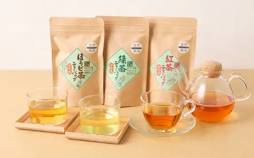 熊本水俣にある桜野園のお茶 自然栽培の茶ティーバッグセット5袋入り 緑茶 紅茶 ほうじ茶 お茶 詰め合わせ ギフト