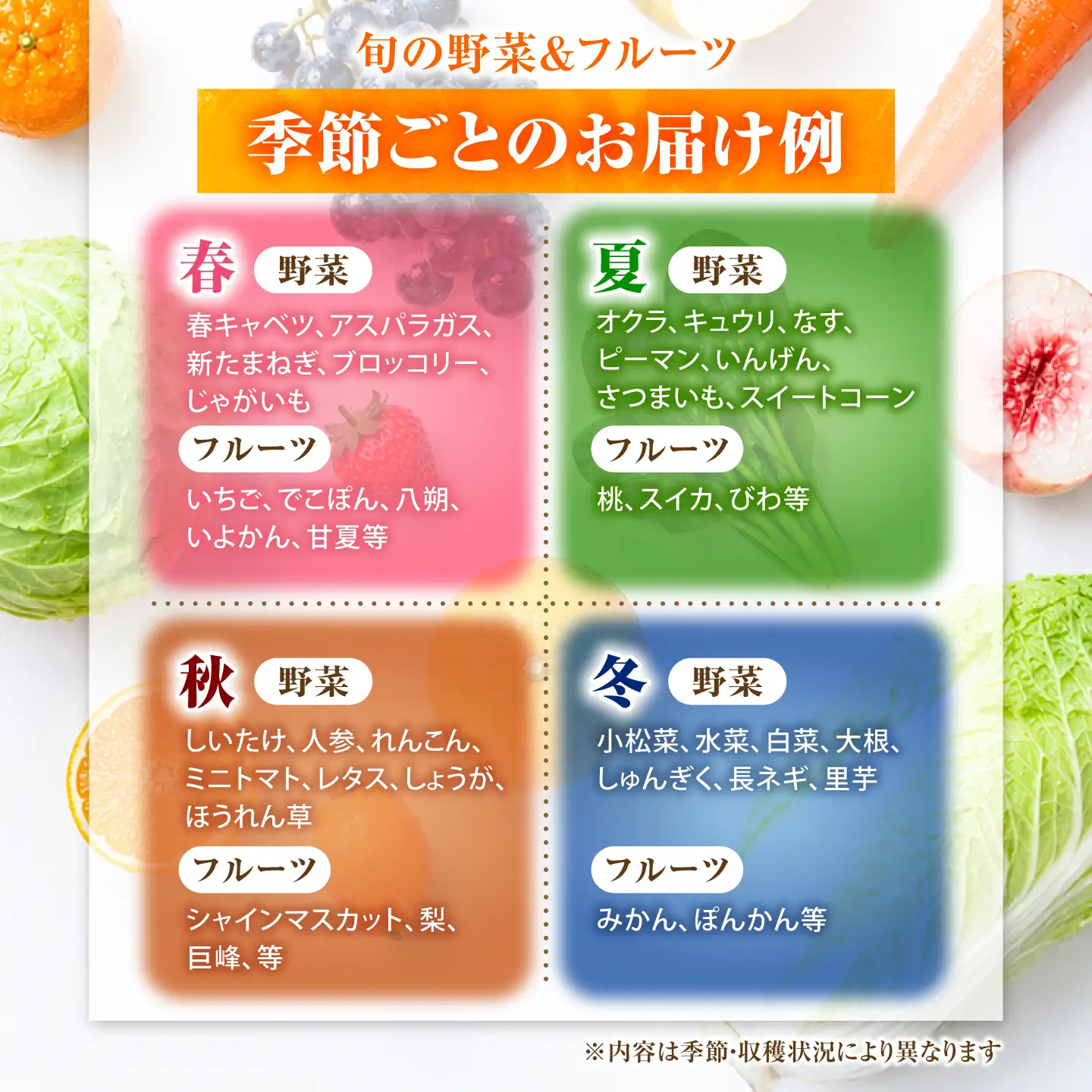 【6回定期便】【産地直送】長崎県諫早産 旬の野菜＆フルーツ詰め合わせ 9・11品目程度 季節のおまかせセット / 野菜 フルーツ 果物 セット 詰め合わせ 旬野菜セット 旬のフルーツ 旬 食べ比べ 産地直送 健康 / 諫早市 / 肥前グローカル株式会社[AHDI017]