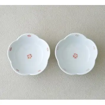 有田焼 花割小梅文様小鉢 2個組【肥前赤絵窯元 鷹巣】有田焼 食器 器 うつわ 和食器 手描き 赤絵 菓子皿 小鉢 ギフト プレゼント bm016