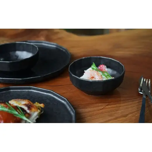有田焼 プレート（21cm）・ボウル（10.5cm） 黒陶 4点セット【金善製陶所】食器 器 うつわ プレート ボウル 窯変 セット 黒 ブラック シック おしゃれ do058