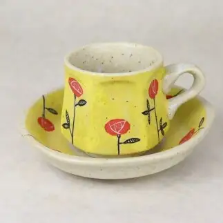 有田焼 小花 黄 コーヒー カップ＆ソーサー【大慶】食器 うつわ 器 お花 黄色 カップ ソーサー ギフト ci079