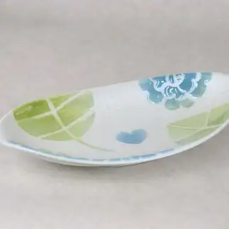 有田焼 バララスター なぶり小判皿 ブルー【大慶】皿 食器 うつわ 器 プレート 青 花 かわいい ギフト ci088