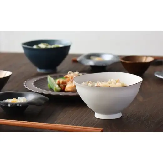 有田焼 ペア茶碗 セット 黒サビ絞り＆ミストサビ 【山忠】夫婦茶碗 飯碗 2個 セット 食器 ギフト ちゃわん ed036