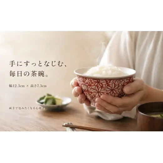 ＜作家 山口祥治 手描き＞有田焼 茶碗 花詰 赤絵 1個【喜鶴製陶】有田焼 山口祥治 手書き ごはん 茶碗 ちゃわん 器 うつわ 食器  赤絵 赤 ギフト プレゼント cy077