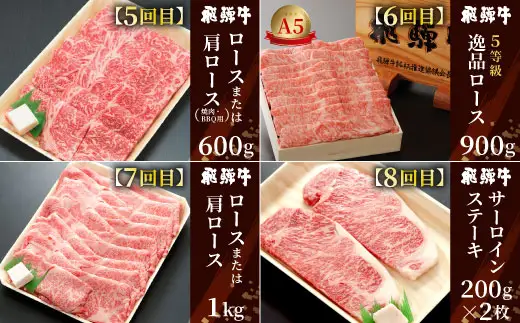 飛騨牛 満喫定期便 全12回 A5等級 すき焼き しゃぶしゃぶ ステーキ 焼肉 BBQ ロース 肩ロース ロースステーキ サーロインステーキ 切り落とし 贅沢 モモ カタ ギフト 12ヶ月 定期 おすすめ 人気 飛騨 牛 肉 和牛 黒毛和牛 ブランド牛 養老ミート